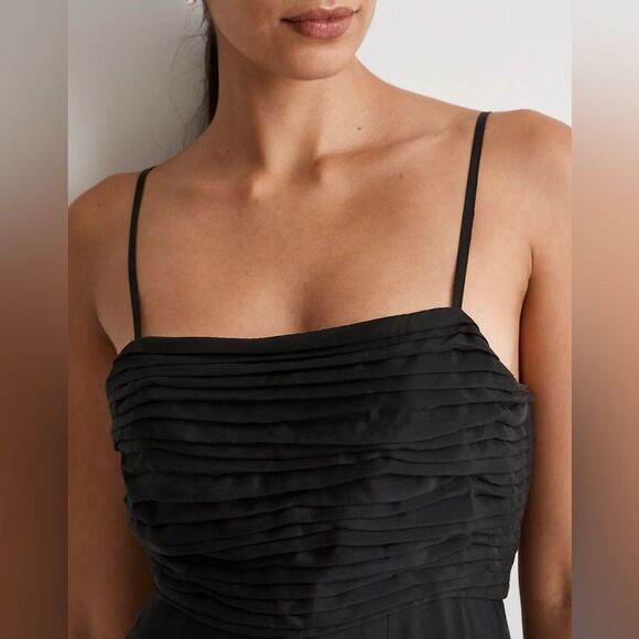 NWT Madewell Madeline Ruched Crop Straight Leg Jumpsuit in True Black - Picture 5 of 10